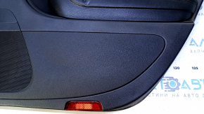 Door trim card rear right VW CC 08-17 black with black insert leather, armrest black leather, gray molding structure, with squeaker, dent, scratches, abrasions, broken fastener