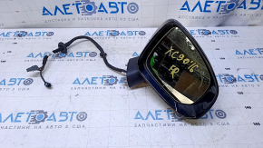 Side mirror right Volvo XC90 16-22 15+4 pins, turn signal, heated, auto-dimming, BSM, camera, black, cracked turn signal