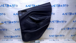 Door trim card rear left Ford Escape MK3 17-19 rest black with black insert plastic, armrest black leather, under the tweeter, scratches, abrasions