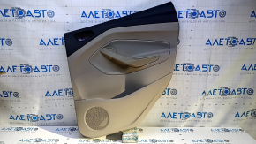 Door trim card rear right Ford Escape MK3 13-16 prerest beige with beige insert plastic, armrest beige leather, scratches, abrasions, scuffs