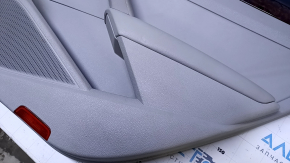 Door trim card rear right VW Passat b7 12-15 USA gray with gray insert plastic, armrest gray leather, molding dark wood gloss, with tweeter, with backlight, scuffs, scratches, dents