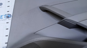 Door trim card rear right VW Passat b7 12-15 USA gray with gray insert plastic, armrest gray leather, molding dark wood gloss, with tweeter, with backlight, scuffs, scratches, dents