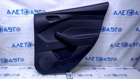 Door trim card rear right Ford Focus mk3 11-18 black with black insert plastic, armrest black plastic, under fur window lifter, scuffs, scratches