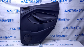 Door trim card rear right Ford Escape MK3 17-19 rest black with black insert plastic, armrest black leather, under the tweeter, scratches, abrasions