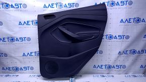 Door trim card rear right Ford Escape MK3 17-19 rest black with black insert plastic, armrest black leather, scratches, abrasions
