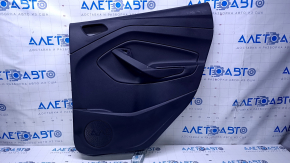 Door trim card rear right Ford Escape MK3 17-19 rest black with black insert plastic, armrest black leather, scratches, abrasions