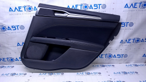 Door trim card rear right Ford Fusion mk5 13-16 black with black insert cloth, armrest black leather, molding gray gloss, scratches, abrasions, bumps, dents
