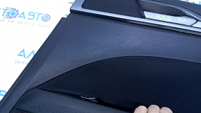 Door trim card rear right Ford Fusion mk5 13-16 black with black insert cloth, armrest black leather, molding gray gloss, scratches, abrasions, bumps, dents