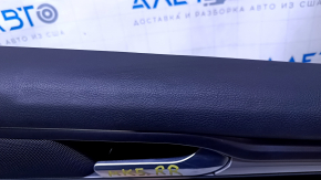 Door trim card rear right Ford Fusion mk5 13-16 black with black insert cloth, armrest black leather, molding gray gloss, scratches, abrasions, dents