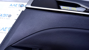 Door trim card rear right Ford Fusion mk5 13-16 black with black insert leather, armrest black leather, molding dark wood gloss, scratches, abrasions, scuffs