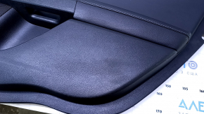Door trim card rear right Ford Fusion mk5 13-16 black with black insert leather, armrest black leather, molding dark wood gloss, scratches, abrasions, scuffs