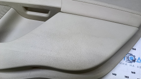 Door trim card rear right Ford Fusion mk5 13-16 beige with beige insert cloth, armrest beige leather, molding gray structure, scuffs, bumps, dents, abrasions, scratches