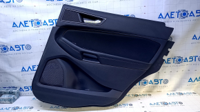 Door trim card rear right Ford Edge 15-18 black with black insert cloth, armrest black leather, molding gray structure, dents, abrasions, scratches, crack