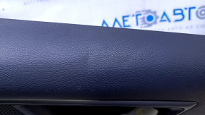 Door trim card rear right Ford Edge 15-18 black with black insert cloth, armrest black leather, molding gray structure, dents, abrasions, scratches, crack