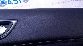 Door trim card rear right Ford Edge 15-18 black with black insert cloth, armrest black leather, molding gray structure, dents, abrasions, scratches, crack