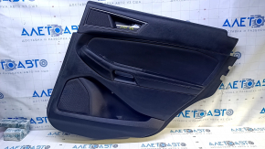 Door trim card rear right Ford Edge 15-18 black with black insert cloth, armrest black leather, molding gray structure, dents, abrasions, scratches, scuffs