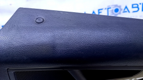 Door trim card rear right Ford Edge 15-18 black with black insert cloth, armrest black leather, molding gray structure, dents, abrasions, scratches, scuffs