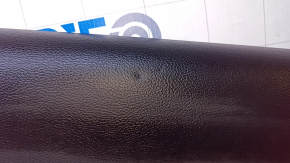 Door trim card rear right Ford Edge 15-18 black with beige insert cloth, armrest black leather, molding gray structure, scuffs, dents, bumps, abrasions, scratches