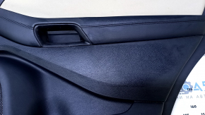Door trim card rear right Ford Edge 15-18 black with beige insert cloth, armrest black leather, molding gray structure, scuffs, dents, bumps, abrasions, scratches