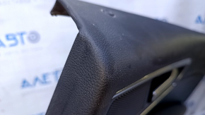 Door trim card rear right Ford Edge 15-18 black with black insert leather, titanium, white stitching, armrest black leather, scuff, dent, bumps, abrasions, scratches, whitened plastic, broken fastener