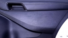 Door trim card rear right Ford Edge 15-18 black with black insert leather, titanium, white stitching, armrest black leather, scuff, dent, bumps, abrasions, scratches, whitened plastic, broken fastener