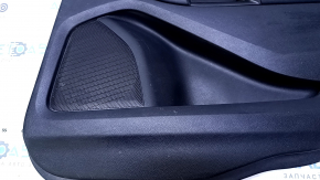 Door trim card rear right Ford Edge 15-18 black with black insert leather, titanium, white stitching, armrest black leather, scuff, dent, bumps, abrasions, scratches, whitened plastic, broken fastener