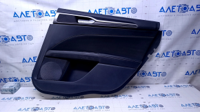 Door trim card rear right Ford Fusion mk5 17-20 black with black insert cloth, armrest black leather, molding gray structure, scratches, abrasions, scuffs, dents
