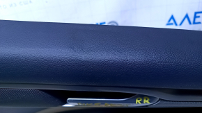 Door trim card rear right Ford Fusion mk5 17-20 black with beige insert cloth, armrest black leather, molding gray structure, scratches, abrasions, dents, bumps