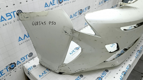 Front bumper bare Toyota Prius 50 16- white, dented, torn, scratches, dents
