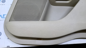 Door trim card rear right Ford Fusion mk5 13-16 beige with beige insert cloth, armrest beige leather, molding gray structure, scuffs, dents, abrasions, scratches
