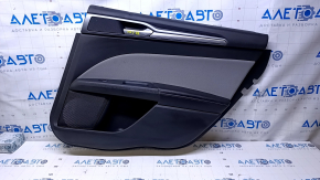 Door trim card rear right Ford Fusion mk5 13-16 black with gray insert cloth, armrest black leather, molding gray gloss, scratches, abrasions, dents, scuffs, broken fasteners