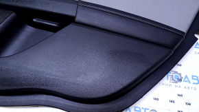 Door trim card rear right Ford Fusion mk5 13-16 black with gray insert cloth, armrest black leather, molding gray gloss, scratches, abrasions, dents, scuffs, broken fasteners