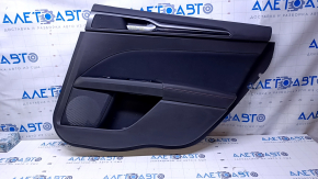 Door trim card rear right Ford Fusion mk5 13-16 black with black insert cloth, armrest black leather with red stitching, molding black gloss, scratches, abrasions, dents