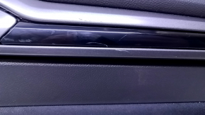 Door trim card rear right Ford Fusion mk5 13-16 black with black insert cloth, armrest black leather with red stitching, molding black gloss, scratches, abrasions, dents