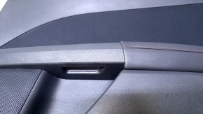 Door trim card rear right Ford Fusion mk5 13-16 black with black insert cloth, armrest black leather with red stitching, molding black gloss, scratches, abrasions, dents