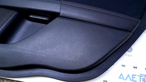 Door trim card rear right Ford Fusion mk5 13-16 black with black insert cloth, armrest black leather with red stitching, molding black gloss, scratches, abrasions, dents