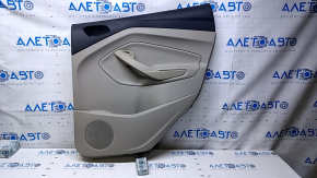 Door trim card rear right Ford Escape MK3 13-16 prerest beige with beige insert plastic, armrest beige leather, scratches, abrasions