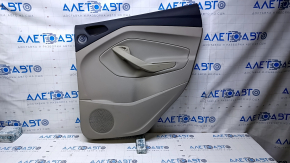 Door trim card rear right Ford Escape MK3 13-16 prerest beige with beige insert plastic, armrest beige leather, under the tweeter, scuffs, scratches, scuffs, whitened plastic