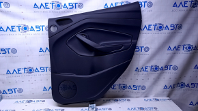 Door trim card rear right Ford Escape MK3 17-19 rest black with black insert plastic, armrest black leather, under the tweeter, scratches, abrasions