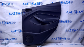 Door trim card rear right Ford C-max MK2 13-18 black with black insert plastic, armrest black leather, under the tweeter, scratches, abrasions