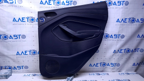 Door trim card rear right Ford C-max MK2 13-18 black with black insert plastic, armrest black leather, under the tweeter, scratches, abrasions