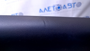 Door trim card rear right Ford Edge 15-18 black with beige insert cloth, armrest black leather, molding gray structure, scuffs, dents, abrasions, scratches