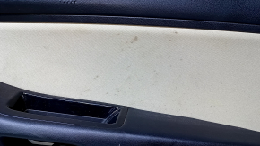 Door trim card rear right Ford Edge 15-18 black with beige insert cloth, armrest black leather, molding gray structure, scuffs, abrasions, scratches, for dry cleaning