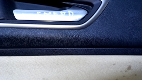 Door trim card rear right Ford Edge 15-18 black with beige insert cloth, armrest black leather, molding gray structure, scuffs, abrasions, scratches, for dry cleaning