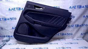 Door trim card rear right Ford Edge 15-18 black with black insert leather, Sport, white stitching, armrest black leather, molding chrome, scuffs, scratches, bumps