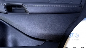 Door trim card rear right Ford Edge 15-18 black with black insert leather, Sport, white stitching, armrest black leather, molding chrome, scuffs, scratches, bumps