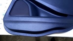 Door trim card rear right Ford Edge 15-18 black with black insert leather, Sport, white stitching, armrest black leather, molding chrome, scuffs, scratches, bumps