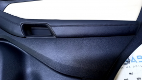 Door trim card rear right Ford Edge 15-18 black with beige insert leather, armrest black leather, molding gray structure, bumps, dents, abrasions, scratches