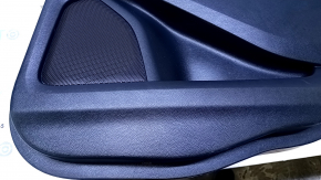 Door trim card rear right Ford Edge 15-18 black with beige insert leather, armrest black leather, molding gray structure, bumps, dents, abrasions, scratches