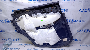 Door trim card rear right Ford Edge 15-18 black with beige insert leather, armrest black leather, molding gray structure, bumps, dents, abrasions, scratches